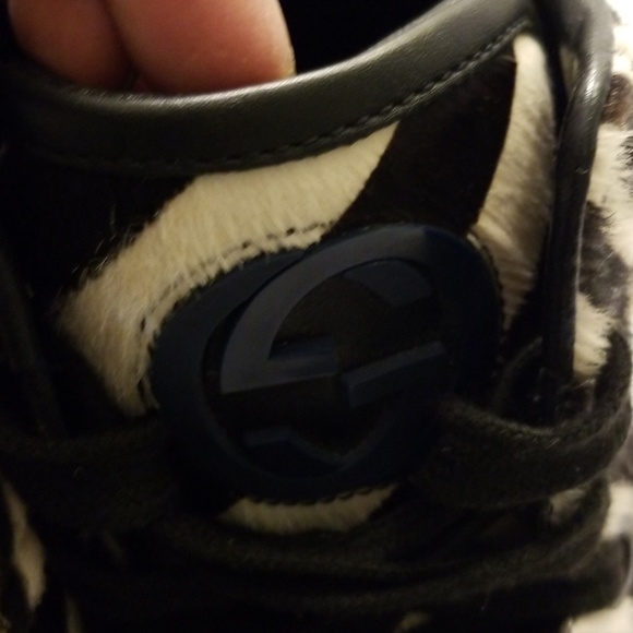 SOLD! GUCCI MENS ZEBRA CALF HAIR HIGH TOP SNEAKERS - Picture 6 of 8